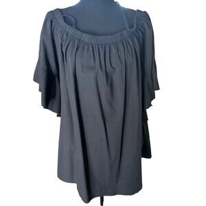 Boohoo - Off Shoulder Black Blouse 3/4 Flowey Sleeves - Size 22 NWOT